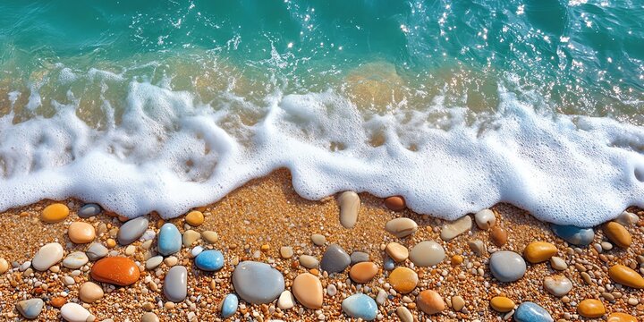 Sea Foam on Pebble Beach, Shoreline Scene