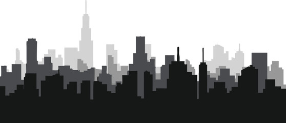 Layered city silhouette vector illustration.