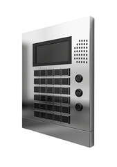 Fototapeta premium Metallic security intercom, rectangular, with display and buttons