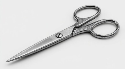 Close-up of a pair of small, metal scissors