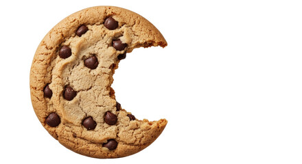 Obraz premium Large, half-eaten chocolate chip cookie with jagged bite, macro detail, next to a high-res black-white dental record, isolated on transparent, forensic evidence match