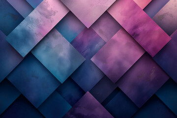 Colorful Overlapping Square Pattern: Dynamic Background with Watercolor Texture and Gradients
