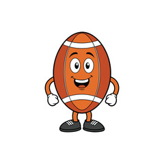 Walking Rugby Ball Sports mascot cartoon character in Vintage Style, rugy ball cartoon
