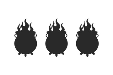 set of cauldron bubbling silhouette vector illustration