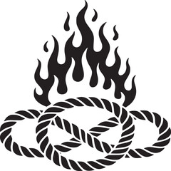 Striking flame design with intertwined ropes for edgy and unique branding elements ready to download