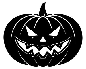 carved pumpkin face silhouette vector illustration