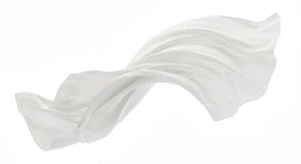flying white fabric cutout, white silk floating, white fabric transparent background, white drapery isolated