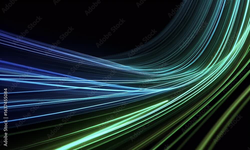 Aufkleber a background of blue and green light streaks in the shape of curved lines, creating an abstract desi