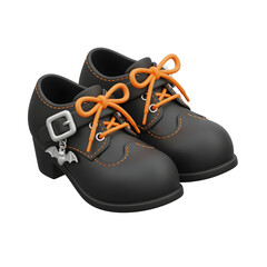 Black Halloween Shoes with Orange Laces and Bat Charm for Costumes