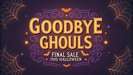 Halloween clearance event concept. Halloween sale poster with spooky elements and decorative text.