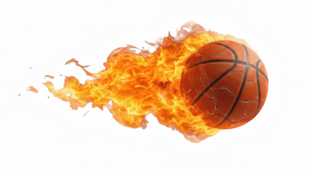 fiery basketball isolated on transparent background, PNG, burning basketball, basketball flame, hot basketball, sports fire, basketball isolated, transparent background