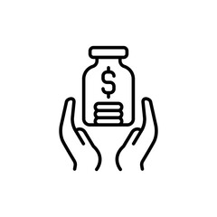 Personal saving outline icons, minimalist vector illustration ,simple transparent graphic element .Isolated on white background