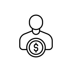 Personal saving outline icons, minimalist vector illustration ,simple transparent graphic element .Isolated on white background