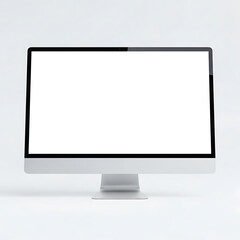 Fototapeta premium Sleek Silver iMac Computer Display with Blank White Screen Perfect for Mockups and Presentations for Modern Technology