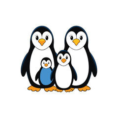 Naklejka premium penguin family cartoon vector