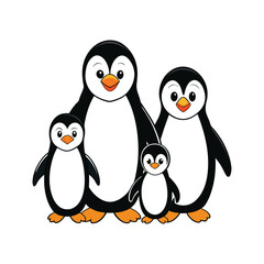 Obraz premium penguin family cartoon vector