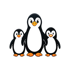 penguin family cartoon vector