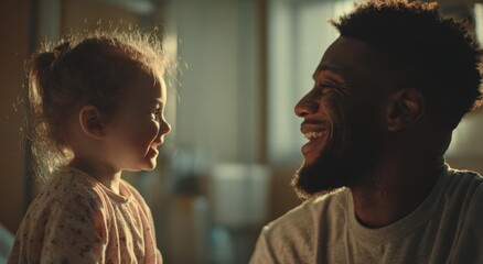 Tender moment between child and adult with soft indoor lighting, suited for family content, parenting blogs, and emotional storytelling in ads.