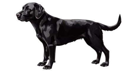 Black Labrador Retriever dog with shiny coat and friendly loyal expression isolated on white background
