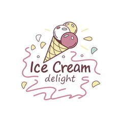 ice-cream shop logo design vector 