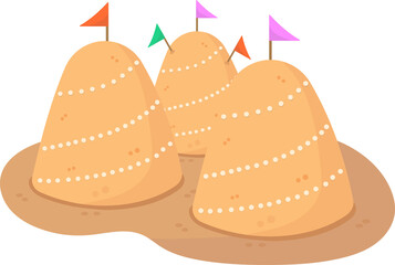 Sandcastles with Flags Illustration, Songkran festival
