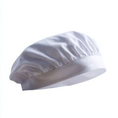 Fototapeta premium A white surgical cap, neatly folded, isolated on a pure white background. Medical, hygiene.