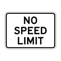 No speed limit road sign