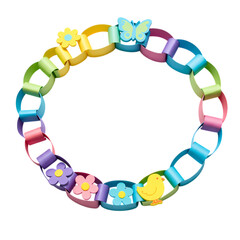 Obraz premium Pastel Paper Chain Garland: Spring Crafts, DIY Decoration, Kids Activity