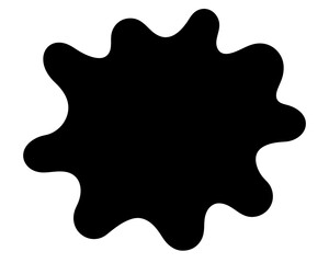 Abstract black splodge with uneven edges, resembling a fluid blob shape
