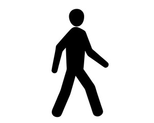 Walking Person Icon Silhouette with Simplified Design for Pedestrian Symbol