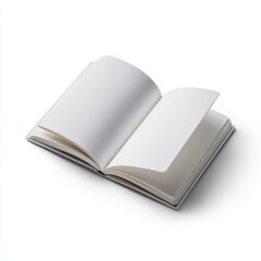 A pristine white passport, open to a blank page, isolated on a pure white background. Travel, adventure.