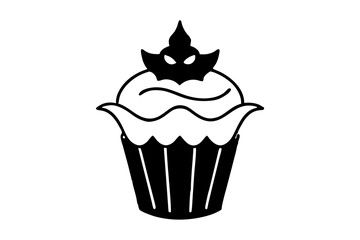 Halloween Cupcake vector silhouette illustration isolated on white background