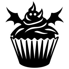 Halloween Cupcake vector silhouette illustration isolated on white background