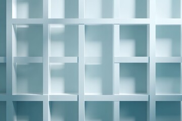Abstract light blue geometric pattern with a grid of squares and rectangles, creating a minimalist and futuristic design.