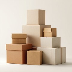 Obraz premium Stacked cardboard boxes in various sizes and colors