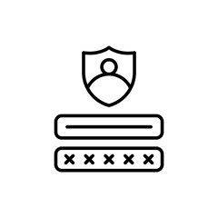 Personal security outline icons, minimalist vector illustration ,simple transparent graphic element .Isolated on white background