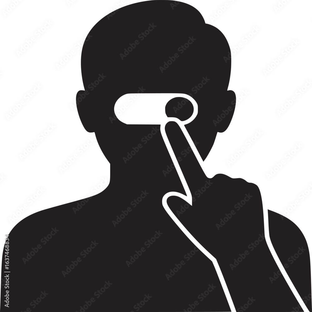 Aufkleber toggle switch on silhouette head with finger, demonstrating privacy settings and control over inform