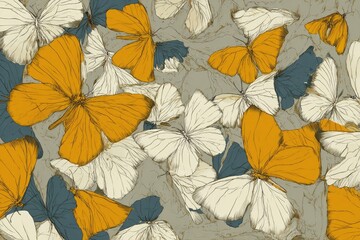 A textured background of numerous butterflies in muted tones