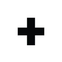 Simple Black Plus Sign on White Background