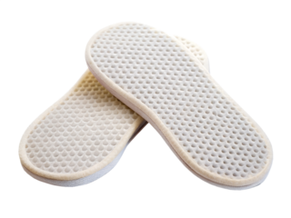 Pair of white orthopedic insoles for shoes, isolated on transparent background