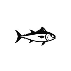 Simple Black and White Tuna Fish Illustration