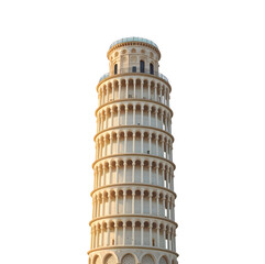 leaning tower of pisa in white transparent png background cutout