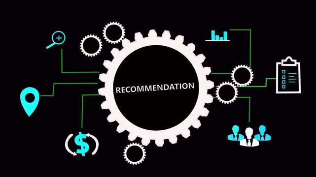 Business, Technology, Internet and network concept. The word Recommendation on the virtual screen. Abstract business graph technology background with alpha channel, 4K vIdeos 