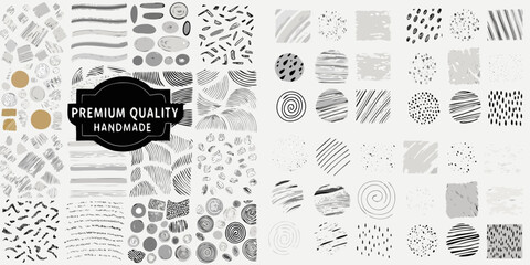 Collection of hand drawn abstract textures and patterns