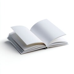 A pristine white passport, open to a blank page, isolated on a pure white background. Travel, adventure.