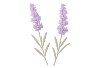 Naklejka premium Two lavender flowers on a transparent background evoke feelings of purity, serenity, and natural beauty
