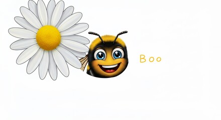 Fototapeta premium Cartoon bee near flower illustration