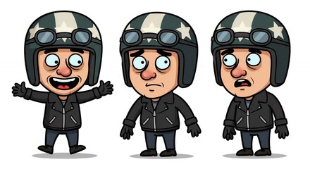 Cartoon biker characters set