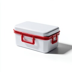 A simple white first aid box empty, isolated on a pure white background. Emergency, medical.