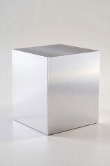 Modern Minimalist Metallic Cube with Smooth Surface and Sharp Edges, Contemporary Design for Interior Decor and Product Photography